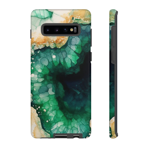 Green Geode in Watercolor - Impact Resistant Phone Case Samsung Galaxy S10 Plus Glossy